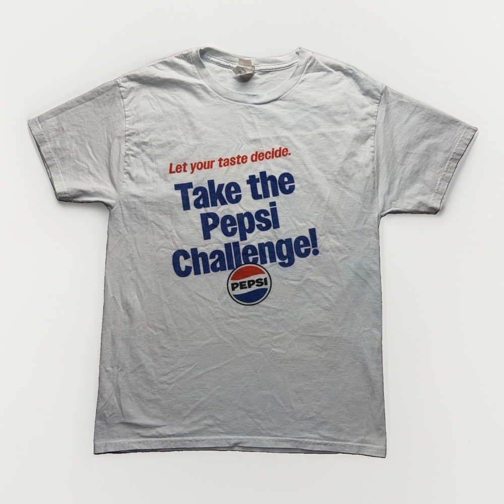Vintage Pepsi Challenge T Shirt White Mens M Retro Soda Y2K Promo Graphic Tee